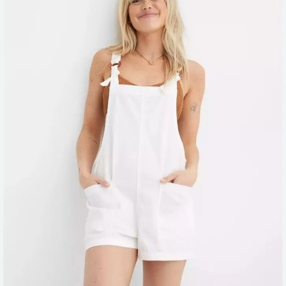 Aerie Beach Shortall in Denim Overalls size S - Picture 2 of 6